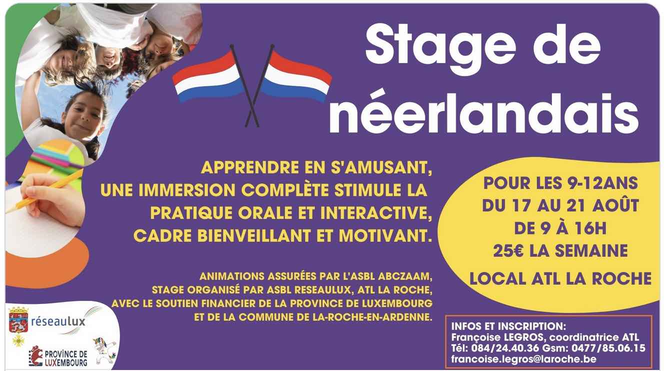Infos pratiques ATL - Stage néerlandais La Roche-en-Ardenne 2026